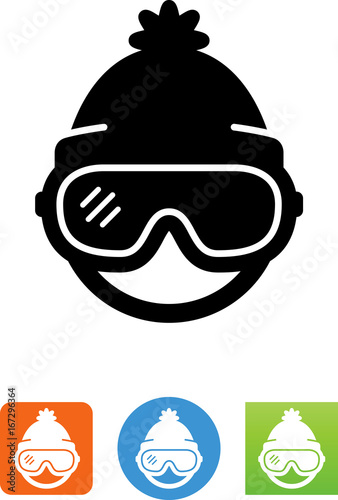 Person Wearing Ski Goggles Icon - Illustration
