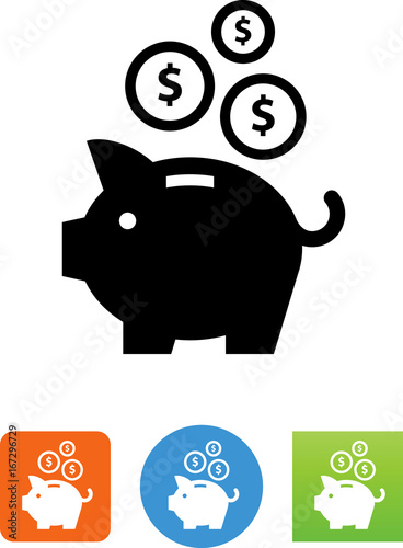 Piggy Bank Savings With 3 Coins Icon