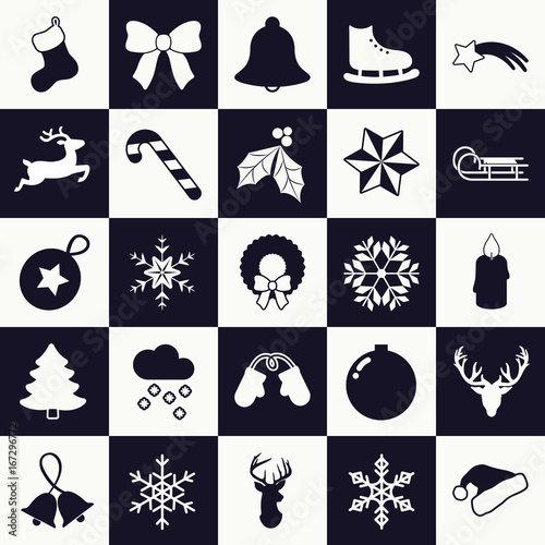 Weihnachts-Symbole auf quadratischen Flächen