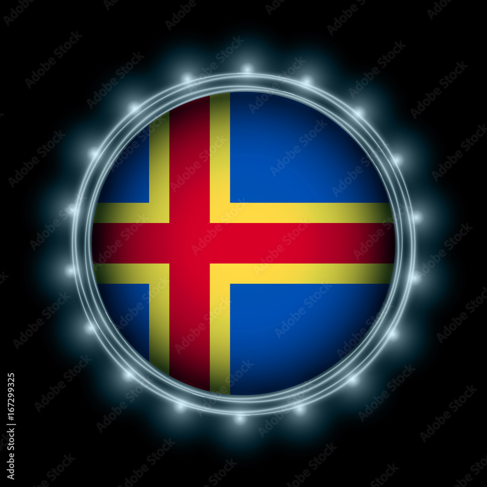 Obraz premium Aland-islands flag in blue lightning
