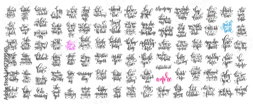 Fotografia, Obraz set of 100 hand lettering wedding invitation and romantic valent