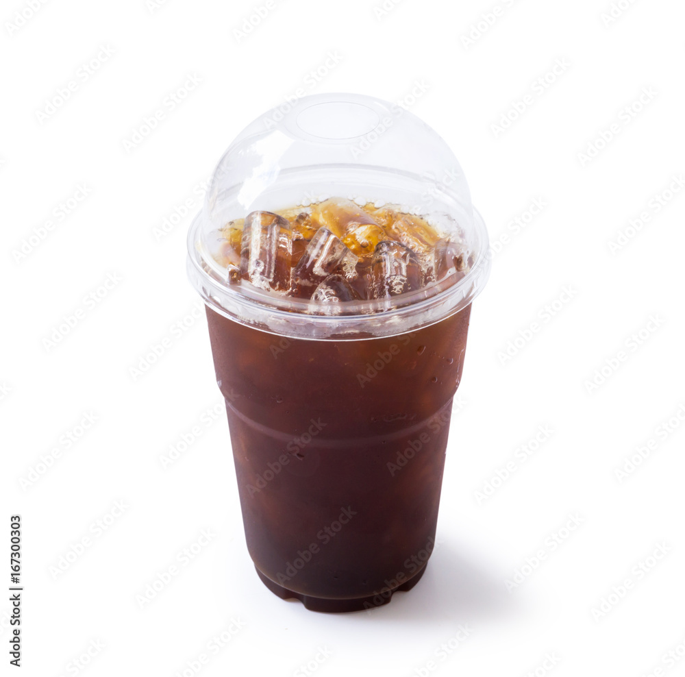 Closeup Ice of americano isolated on white background with clipping path Closeup Ice of americano isolated on white background with clipping path