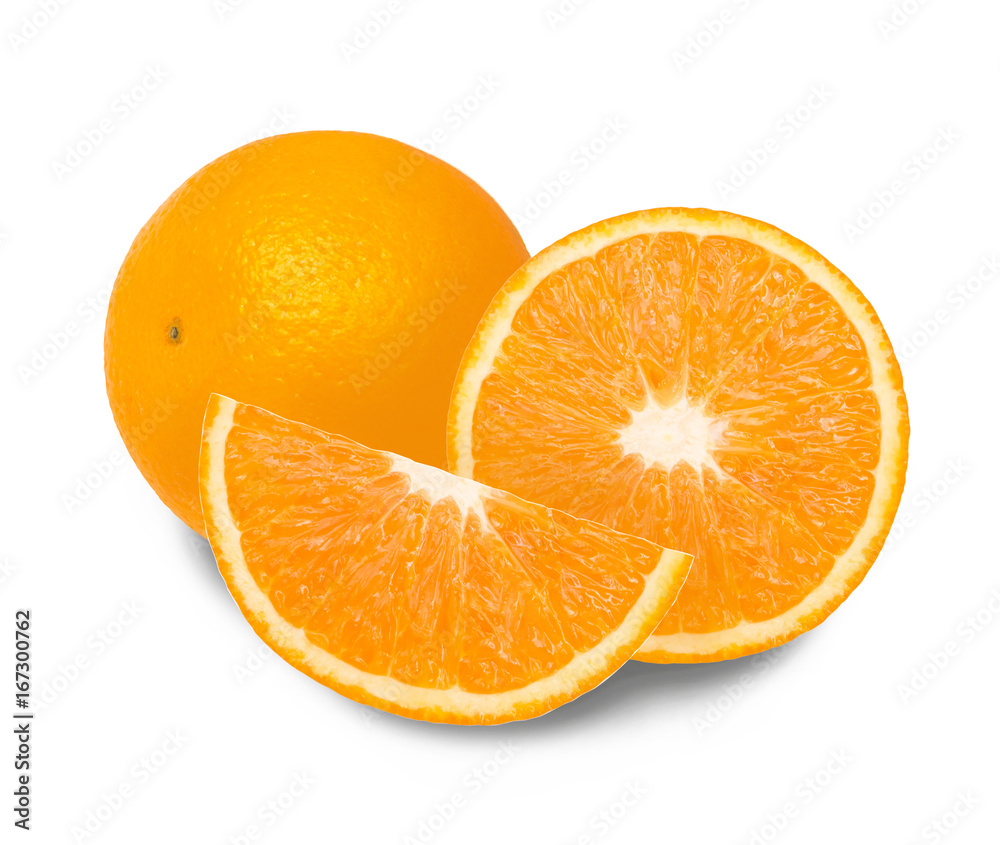 Fresh orange fruit slice on white background Fresh orange fruit slice on white background