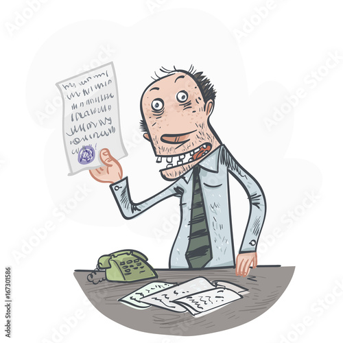 Crazy boss. Comic character. Vector illustration