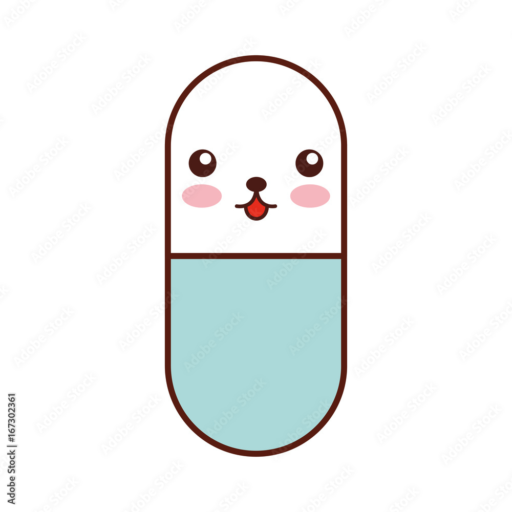 capsule drug kawaii character vector illustration design