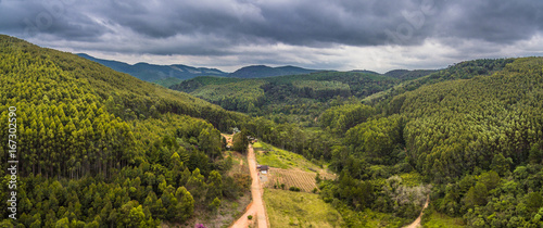 Drone aerial view panorama from forest landscape at Monte Verde, Minas Gerais, Brazil. photo