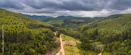 Drone aerial view panorama from forest landscape at Monte Verde, Minas Gerais, Brazil.