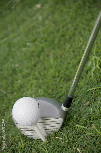 A golf club and a golf ball 