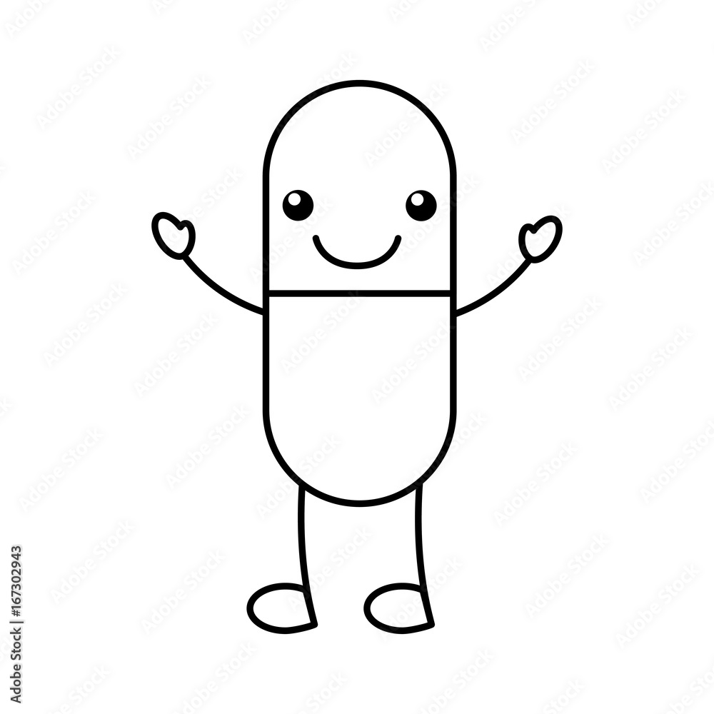 capsule drug kawaii character vector illustration design capsule drug kawaii character vector illustration design