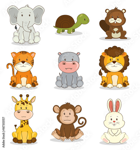 Fototapeta Naklejka Na Ścianę i Meble -  cute adorable animal icon set