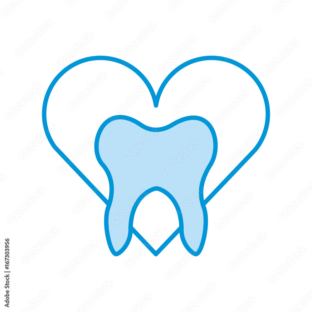 heart with Human tooth isolated icon vector illustration design