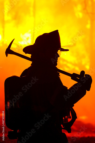 Firefighter silhouette photo