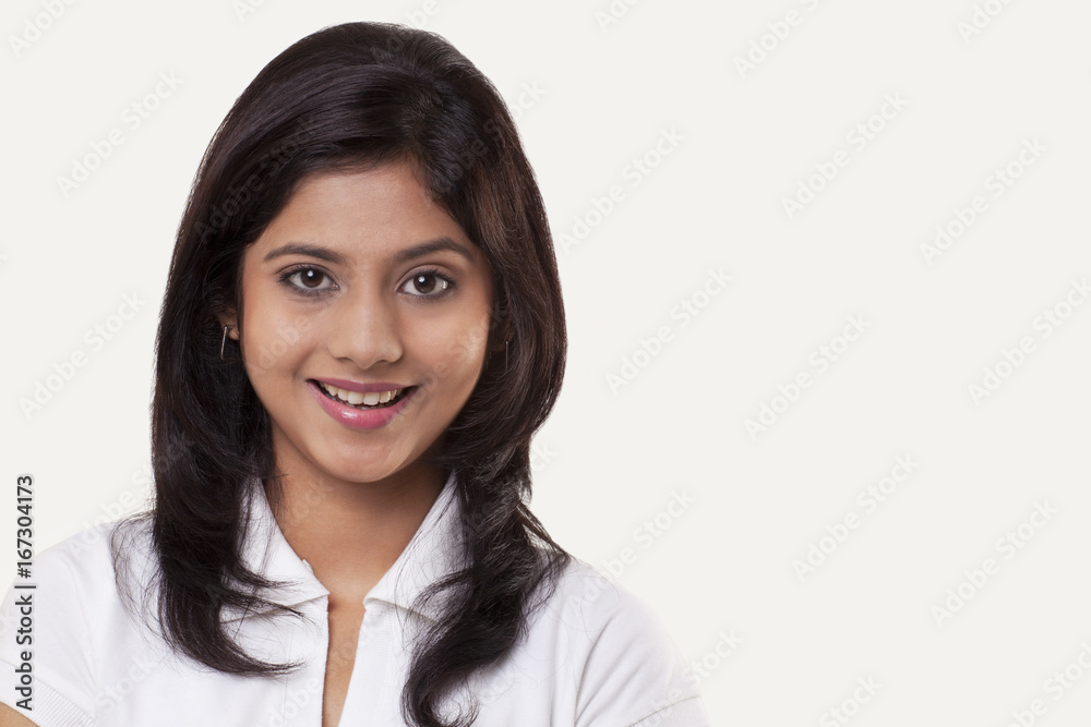 Portrait of a teenage girl over white background Portrait of a teenage girl over white background