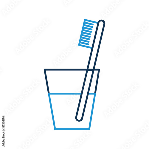 glass with dental toothbrush vector illustration design