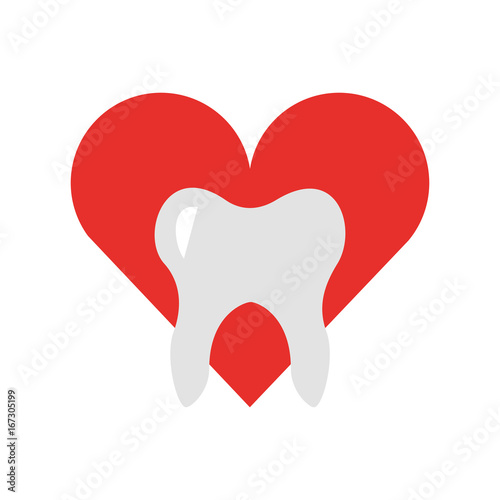 heart with Human tooth isolated icon vector illustration design