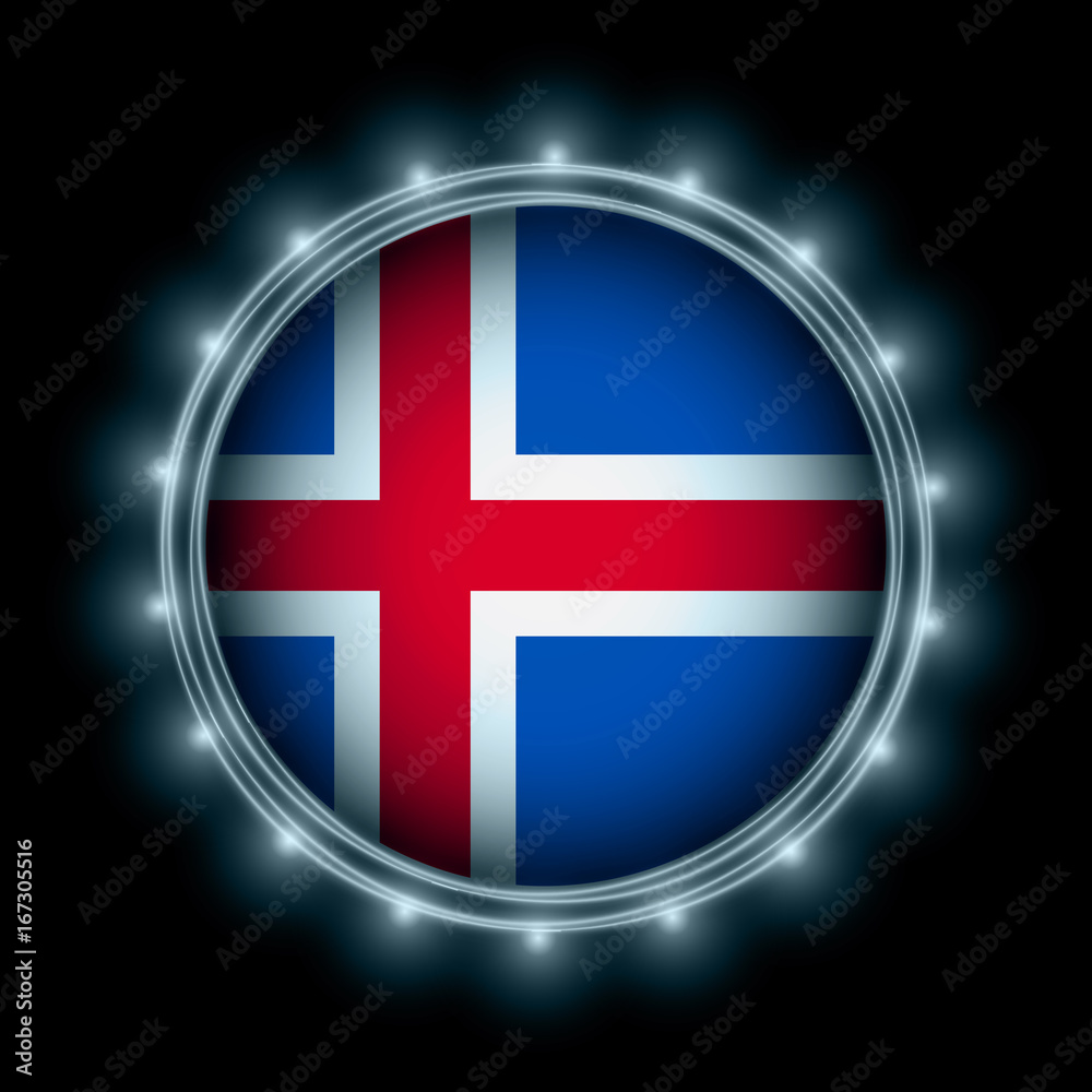 Obraz premium Iceland flag in blue lightning