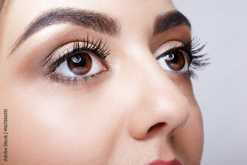 Fototapeta premium Female eye zone and brows with day makeup