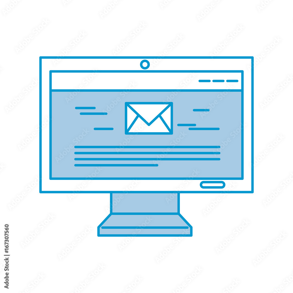 computer monitor with envelope mail isolated icon vector illustration design