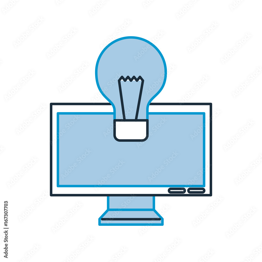 monitor computer with bulb vector illustration design monitor computer with bulb vector illustration design