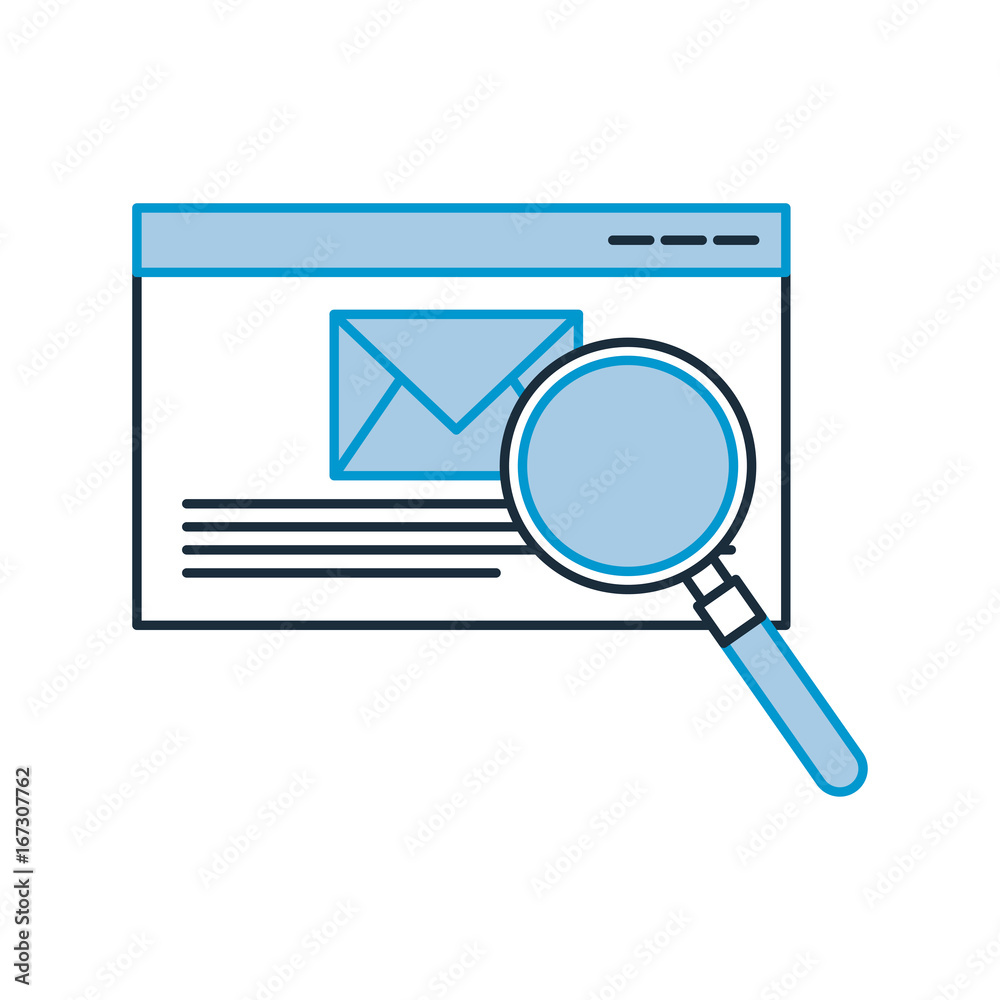 envelope mail with magnifying glass vector illustration design envelope mail with magnifying glass vector illustration design