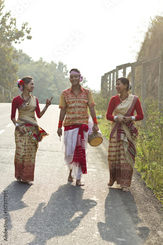 Bihu dancers walking together 