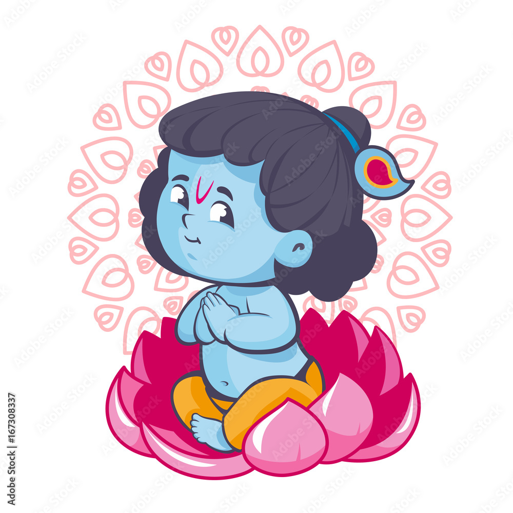 Krsna sitting in lotus vector cartoon Krsna sitting in lotus vector cartoon