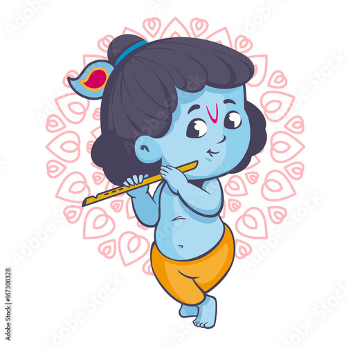 Krishna is playing the flute vector cartoon