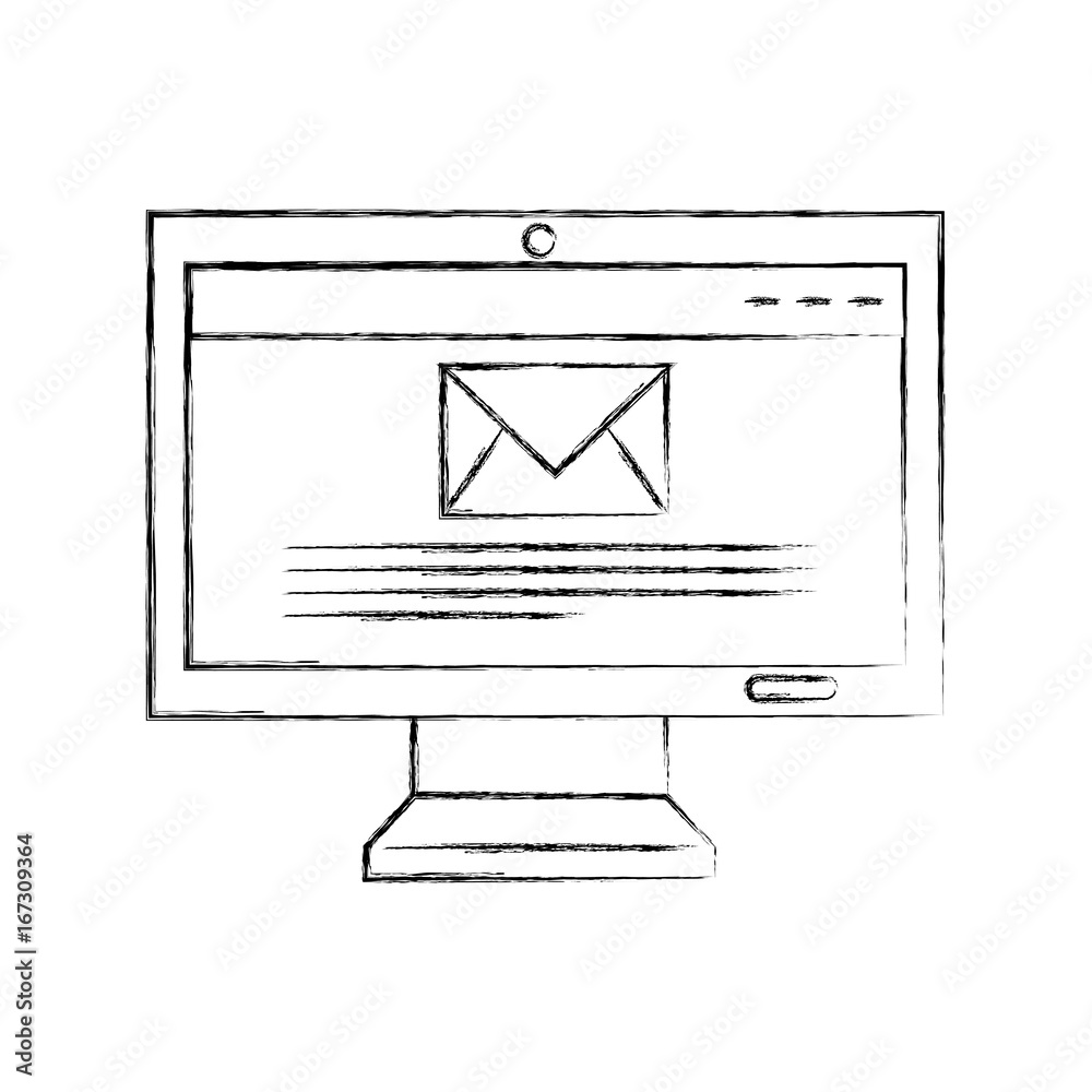 computer monitor with envelope mail isolated icon vector illustration design computer monitor with envelope mail isolated icon vector illustration design