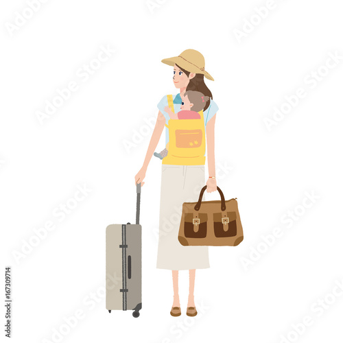 旅行する　親子のイラスト