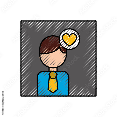 businessman avatar character with heart vector illustration design