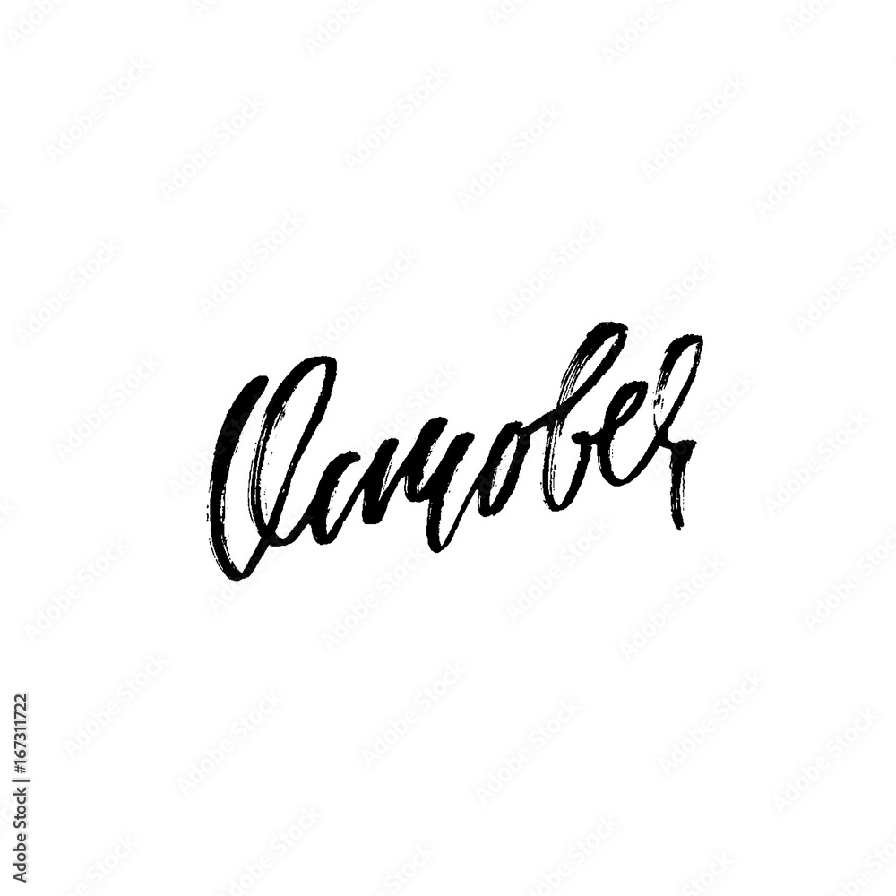 Hand drawn typography lettering. October. Month inscription. Vector Illustration. Hand drawn typography lettering. October. Month inscription. Vector Illustration.