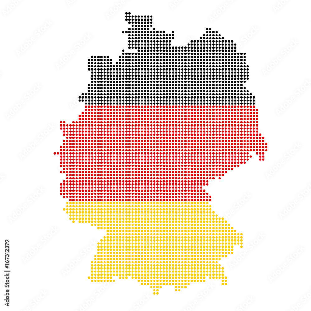 germany dotted map painted flag colors