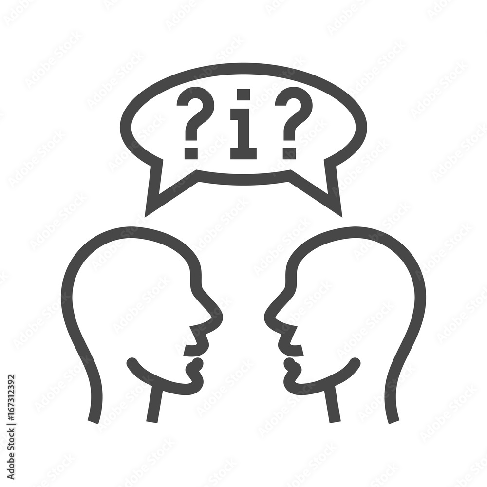 Dialogue Thin Line Vector Icon. Flat icon isolated on the white background. Editable EPS file. Vector illustration.