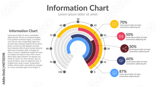 Radial Bar Infographic Element - Business Vector Illustration in Flat Design Style for Presentation, Booklet, Website, Presentation etc. Isolated on the White Background.