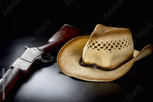 Cowboy Rifle and Hat. photo