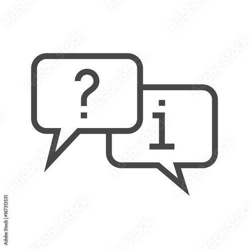 Question and Answer Mark in Speech Bubble Thin Line Vector Icon. Flat icon isolated on the white background. Editable EPS file. Vector illustration.