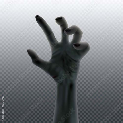 Undead hand isolated on transparent. Halloween vector design template illustration.