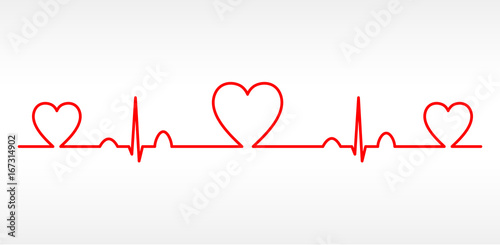 Vector Heart cardiogram charts set