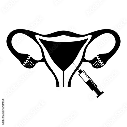Female reproductive organ with injection vector illustration design