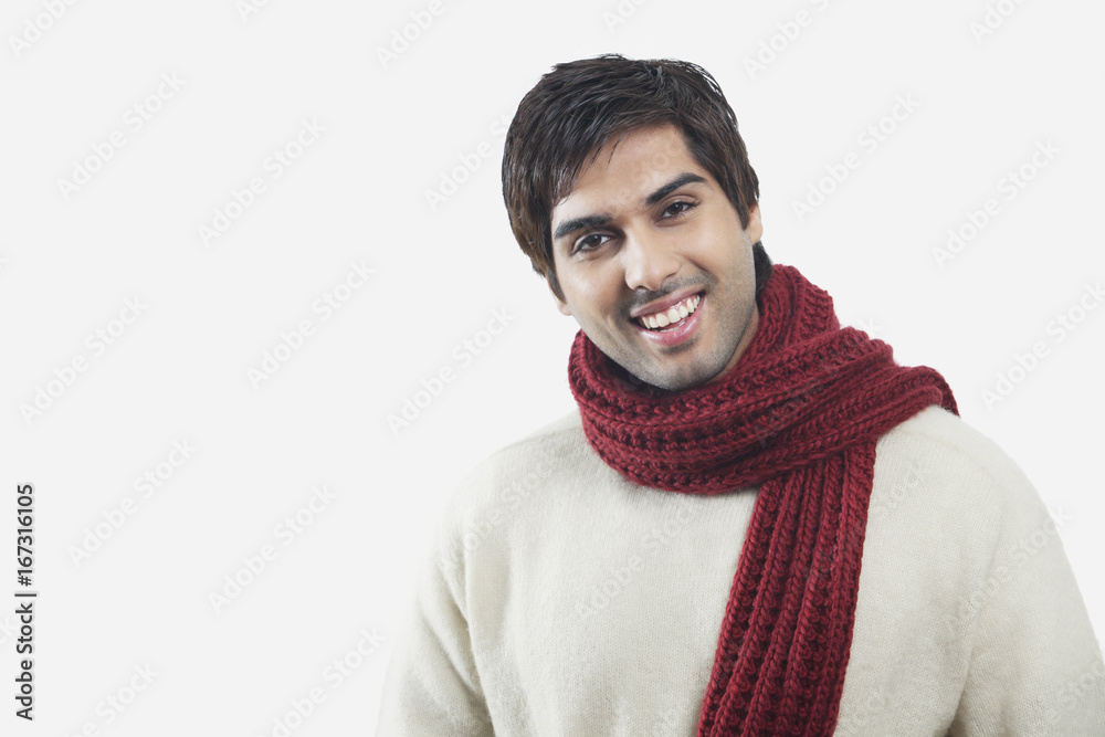 Close-up portrait of young man in winter clothes Close-up portrait of young man in winter clothes