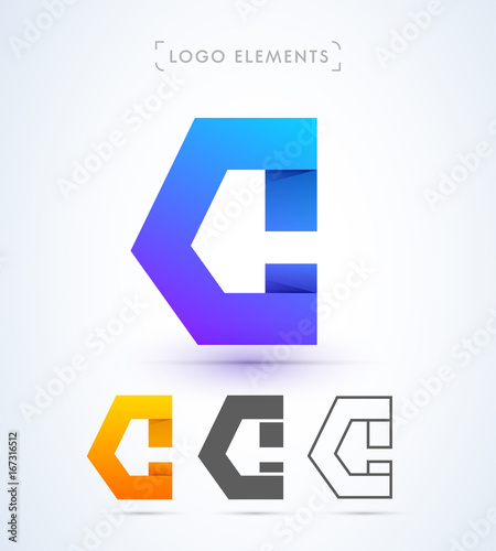 Abstract letter C logo template. Material design style