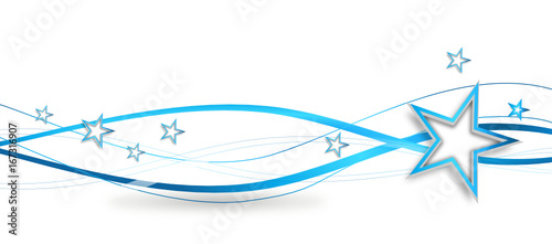 Welle Wellen Band Banner Blau Hintergrund Stern Sterne