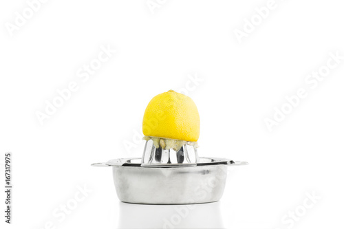 Steel Lemon Squeezer Isolated On White Background