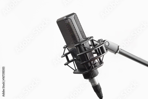 Fényképezés Professional studio microphone on stand, isolated on white