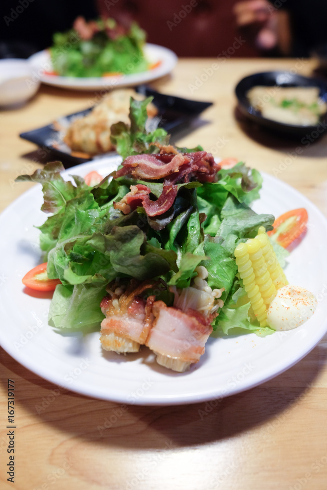Vegetable salad with corn and bacon Vegetable salad with corn and bacon
