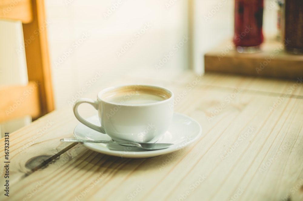 Cup of coffee on table in cafe Cup of coffee on table in cafe