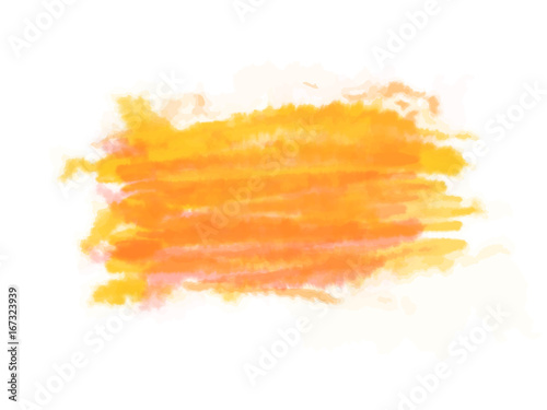 Yellow-orange watercolor brush strokes with space for your text. Vector illustration, isolated on white background.