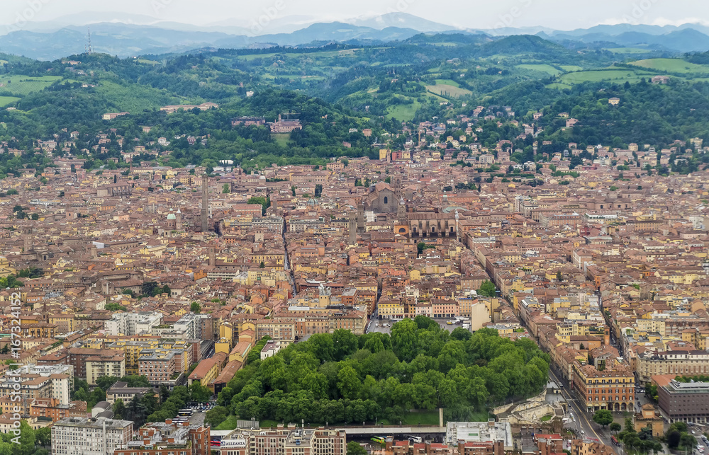 Beautiful aerial view of the historic center of Bologna, Emilia Romagna, Italy