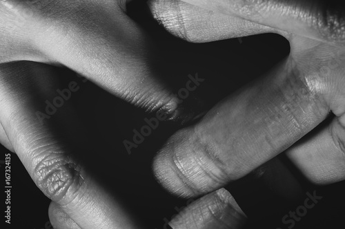 Human hands abstract pose black and white 