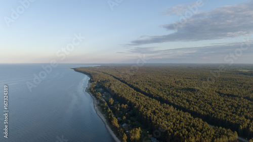 Engure Latvia Aerial view of countryside drone top view